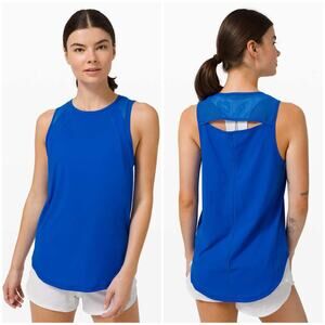 Lululemon Sculpt Tank Top Cerulean Blue Plus Size 14 Mesh Lightweight Loose $58